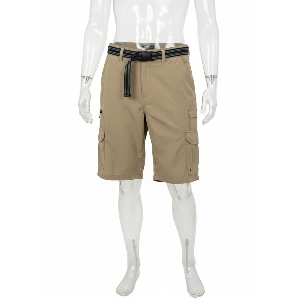 IRON CO Tan 8-Pocket Lightweight 11" Cargo Shorts with Belt Men's 32